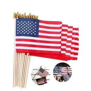 8 Pack Small American Flags on Stick 5x8 Inch- Handheld New